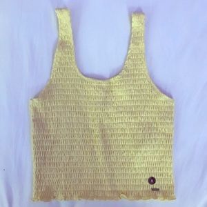 Hollister Yellow Smocked Crop Tank Top